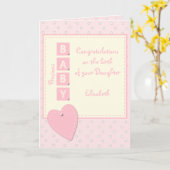 New Baby Girl gratuliert pink Karte (Gelbe Blume)