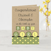 New Baby Girl große Liebe rustikal grün gelb Karte (Gelbe Blume)