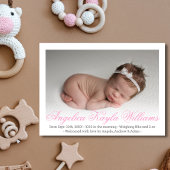 New Baby Girl Neuborn Birth Stats Pink | FOTO Ankündigung