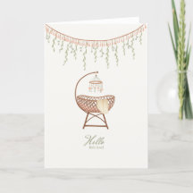 New Baby Girl Sweet Boho Crib Gratulations Card