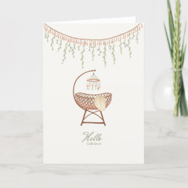 New Baby Girl Sweet Boho Crib Gratulations Card Karte