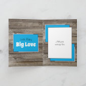 New Baby gratulation Foto rustikal blau Karte (Innenseite)