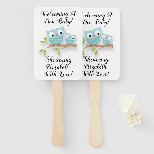 New Baby Junge Mutter Baby Shower Niedlich Owls Fächer (Vorne und Hinten)