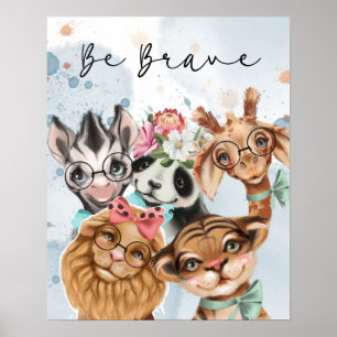 New Baby Jungle Safari Kinderzimmer blue Poste Poster