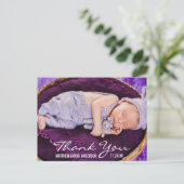 New Baby Modern Foto Vielen Dank Ankündigungspostkarte (Stehend Vorderseite)