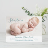 New Baby Newborn Boy Birth Stats Foto Ankündigung (Stehend Vorderseite)