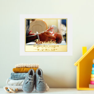 New Baby Newborn Name Foto Birth Stat Gold Silver Foliendrucke
