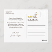 New Baby Niedlich Yellow Ducky Herzlichen Glückwun Postkarte (Rückseite)