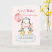 New Baby Penguin Grandtochter Personalisiert Karte (Gelbe Blume)