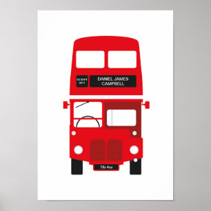 New Baby Personalisiert London Red Bus Poster