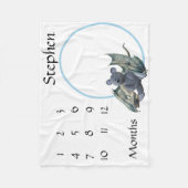 New Baby Säugling Milestone Blue Dragon Teddy Bear Fleecedecke (Vorderseite)