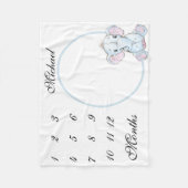 New Baby Säugling Milestone Blue Elephant Foto Fleecedecke (Vorderseite)