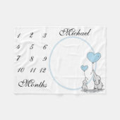 New Baby Säugling Milestone Blue Elephant Foto Fleecedecke (Vorderseite (Horizontal))