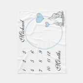 New Baby Säugling Milestone Blue Elephant Foto Fleecedecke (Vorderseite)