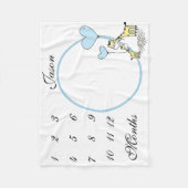 New Baby Säugling Milestone Blue Giraffe Foto Fleecedecke (Vorderseite)