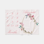 New Baby Säugling Milestone Cherry Blossom Gold Ge Fleecedecke (Vorderseite (Horizontal))