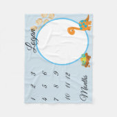 New Baby Säugling Milestone Dinosaur Keepake Foto Fleecedecke (Vorderseite)