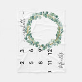 New Baby Säugling Milestone Eucalyptus Wreath Blät Fleecedecke (Vorderseite)