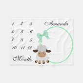 New Baby Säugling Milestone Green Boy Girl Lamm Fleecedecke (Vorderseite (Horizontal))