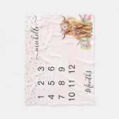 New Baby Säugling Milestone Highland Cow Pink Fleecedecke (Vorderseite)