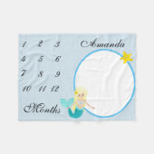 New Baby Säugling Milestone Mermaid Keepake Foto Fleecedecke (Vorderseite (Horizontal))