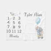 New Baby Säugling Milestone Niedlich Kleiner Elefa Fleecedecke (Vorderseite (Horizontal))