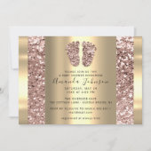 New Baby Shower Feet Rose Glitzer Boy Girly Einladung (Vorderseite)