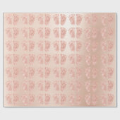 New Baby Shower Glitzer Girl Boy Rose Gold Feet Geschenkpapier (Flach)