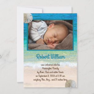 New Baby Son Birth Announcement Ocean theme Einladung