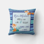 New Baby Stats Pillow Fox Blue Dusche Gift Boy Kissen (Rückseite)