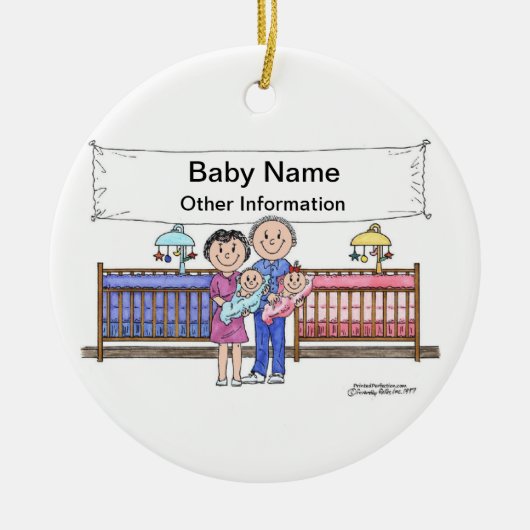 New Baby, Twins - Girl & Boy Keramik Ornament (Vorne)