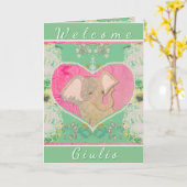 New Baby w/Elephant Folded Greeting Card Karte (Gelbe Blume)