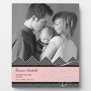 New Baby Zig Zag Zickzack Modernes Personalisierte Fotoplatte
