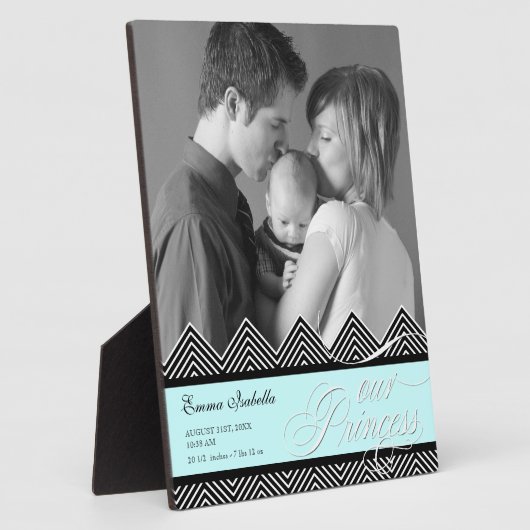 New Baby Zig Zag Zickzack Modernes Personalisierte Fotoplatte (Seite)