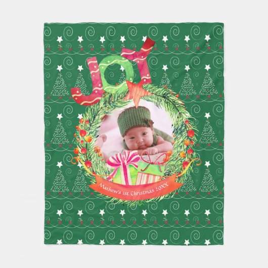 NEW Babys 1. Weihnachts-Keepake-FOTO Blankie Fleecedecke (Vorderseite)