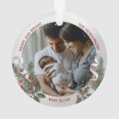 New Baby's 1. Weihnachts Silver Frame Holly & Pine Ornament (Rückseite)