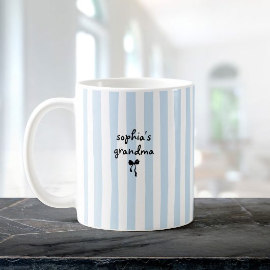 New Baby's Grandma Custom Name Light Blue Stripes Kaffeetasse