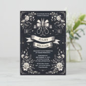 New Banners Bows Satin Chic Ribbon Cutting Hochzei Einladung (Stehend Vorderseite)