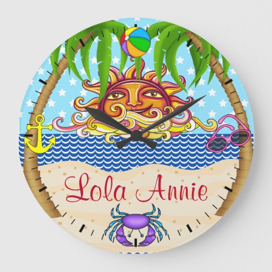 New Beach Sun Ocean Wall Clock 4 - SRF Große Wanduhr (Vorderseite)