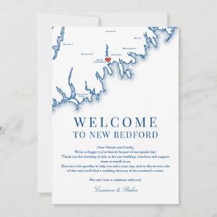 New Bedford MA Hochzeits-Willkommensbrief Navy Bla Dankeskarte