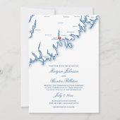 New Bedford MA Map Elegant Navy Blue Wedding Einladung (Vorderseite)