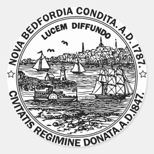 New Bedford Massachusetts City Siegel Round Sticke Runder Aufkleber (Vorderseite)