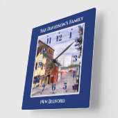 New Bedford Massachusetts New England Malerei Quadratische Wanduhr (Winkel)