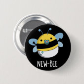 New Bees Funny Insect Bug Pun Dark BG Button (Vorne & Hinten)