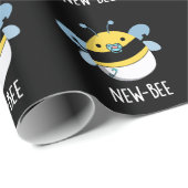 New Bees Funny Insect Bug Pun Dark BG Geschenkpapier (Rolleneckpunkt)