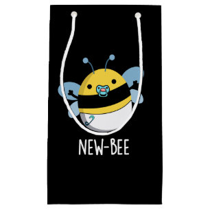 New Bees Funny Insect Bug Pun Dark BG Kleine Geschenktüte
