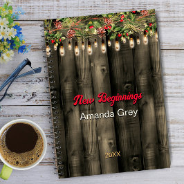 New beginning Rustic Country greenery lights large Notizblock