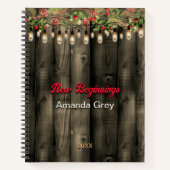 New beginning Rustic Country greenery lights large Notizblock (Vorderseite)