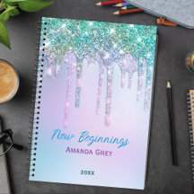 New beginnings Aqua blue Drips monogram large