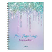 New beginnings Aqua Turquoise Drips monogram Notizblock (Vorderseite)